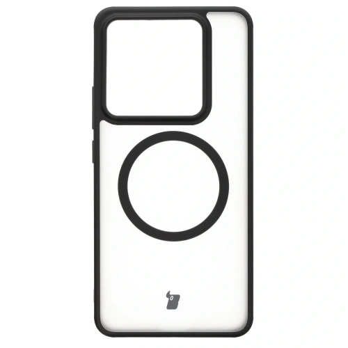 Etui z pierścieniem magnetycznym Bizon Case MatteO do Xiaomi 14T Pro półprzezroczyste z czarną ramką