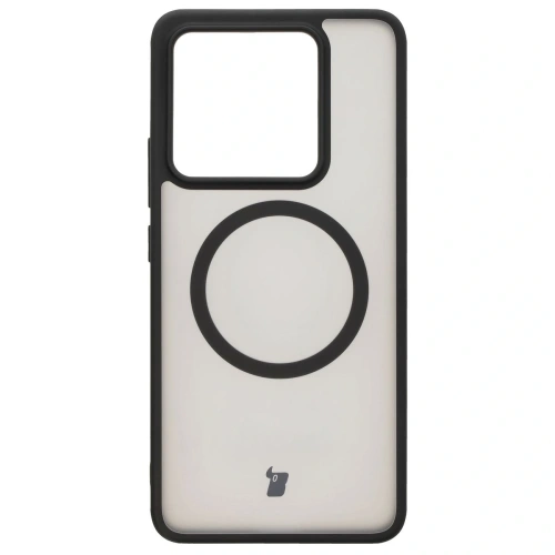 Etui z pierścieniem magnetycznym Bizon Case MatteO do Xiaomi 14T półprzezroczyste z czarną ramką