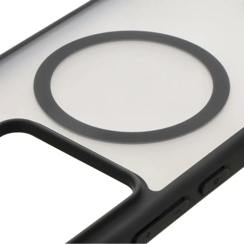 Etui z pierścieniem magnetycznym Bizon Case MatteO do Xiaomi 14T półprzezroczyste z czarną ramką