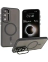 Etui z podstawką i pierścieniem magnetycznym Bizon Case Eclipse do Samsung Galaxy S24 FE przydymione z czarną ramką