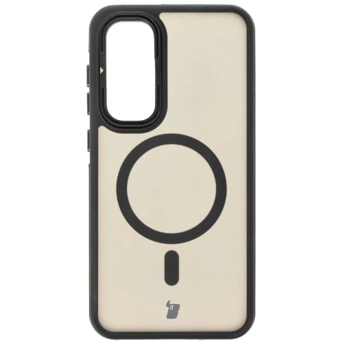 Etui z podstawką i pierścieniem magnetycznym Bizon Case Eclipse do Samsung Galaxy S24 FE przydymione z czarną ramką