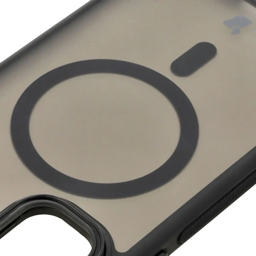 Etui z podstawką i pierścieniem magnetycznym Bizon Case Eclipse do Samsung Galaxy S24 FE przydymione z czarną ramką