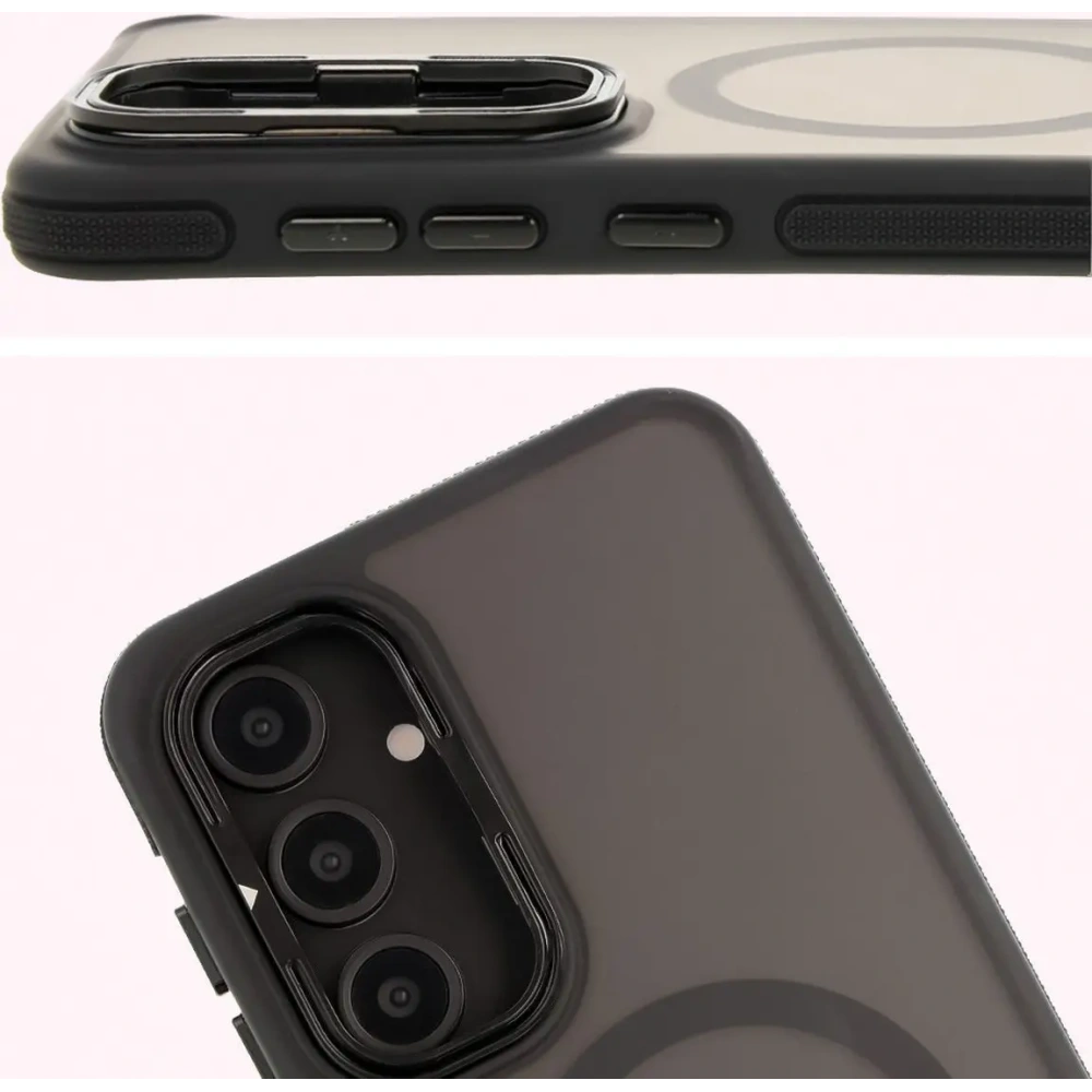 Hurtownia GSM - Etui z podstawką i pierścieniem magnetycznym Bizon Case Eclipse do Samsung Galaxy S24 FE przydymione z czarną ramką - BIZ7159 - {ean13} - Hurt