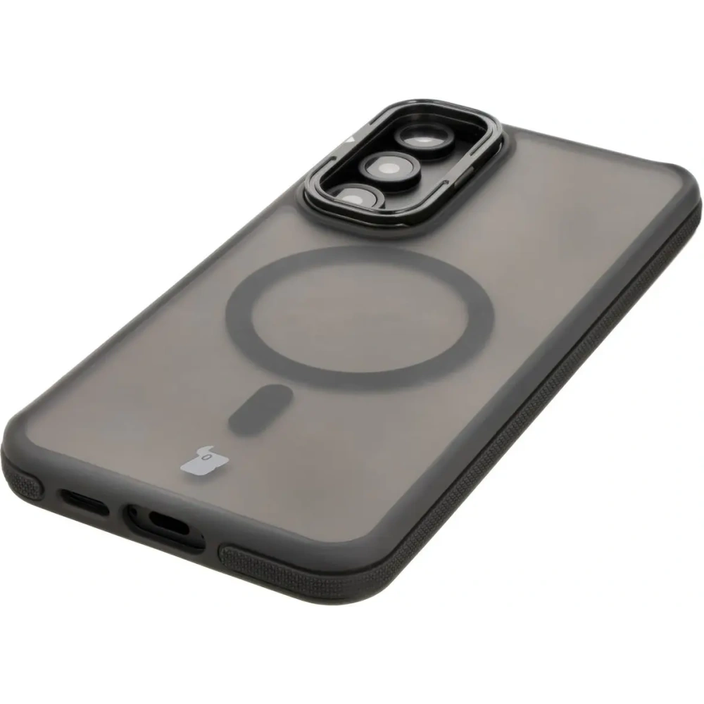 Hurtownia GSM - Etui z podstawką i pierścieniem magnetycznym Bizon Case Eclipse do Samsung Galaxy S24 FE przydymione z czarną ramką - BIZ7159 - {ean13} - Hurt