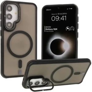 Hurtownia GSM - Etui s podstavcem a magnetickým kroužkem Bizon Case Eclipse pro Samsung Galaxy S24 kouřové s černým rámečkem - BIZ7160 - {ean13} - Hurt