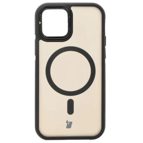 Etui z podstawką i pierścieniem magnetycznym Bizon Case Eclipse do Apple iPhone 12 / Apple iPhone 12 Pro  przydymione z czarną ramką