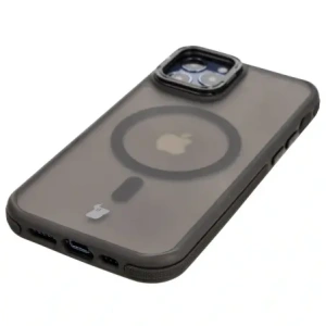 Hurtownia GSM - Etui s podstavcem a magnetickým kroužkem Bizon Case Eclipse pro Apple iPhone 12 / Apple iPhone 12 Pro kouřové s černým rámem - BIZ7161 - {ean13} - Hurt