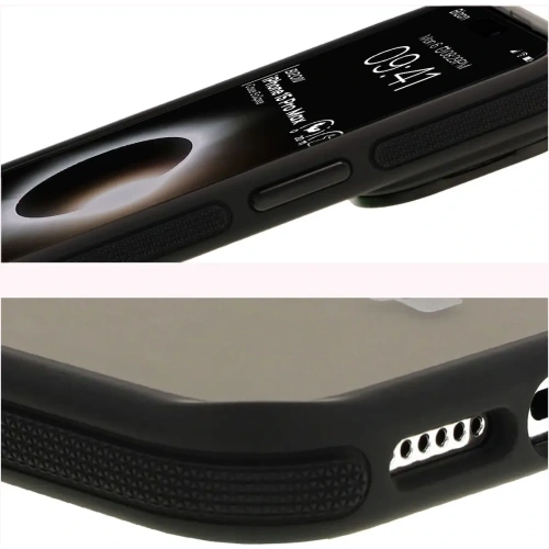 Etui z podstawką i pierścieniem magnetycznym Bizon Case Eclipse do Apple iPhone 15 Pro Max przydymione z czarną ramką