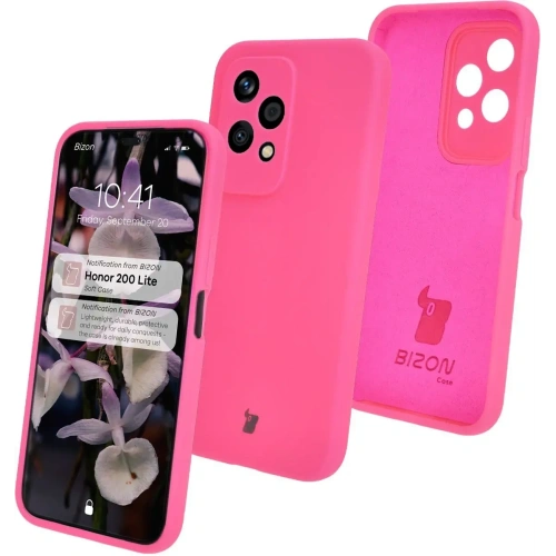 Silikonowe etui Bizon Soft Case do Honor 200 Lite neonowo-różowe