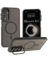 Etui s podstavcem a magnetickým kroužkem Bizon Case Eclipse pro Samsung Galaxy A16 4G/5G kouřové s černým rámečkem