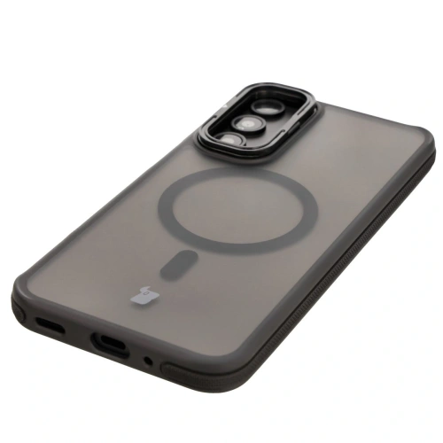 Etui z podstawką i pierścieniem magnetycznym Bizon Case Eclipse do Samsung Galaxy A16 4G/5G przydymione z czarną ramką