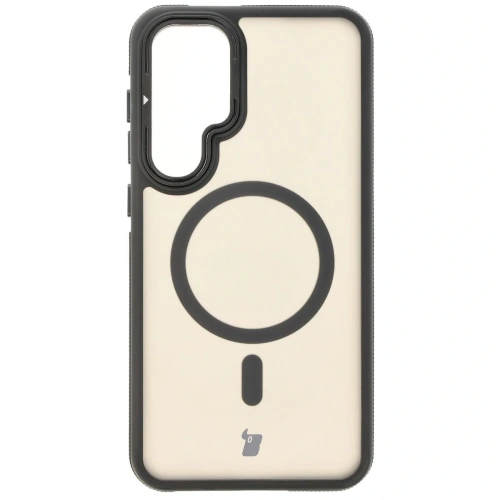 Etui z podstawką i pierścieniem magnetycznym Bizon Case Eclipse do Samsung Galaxy S24 Plus przydymione z czarną ramką
