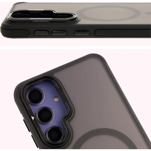 Etui z podstawką i pierścieniem magnetycznym Bizon Case Eclipse do Samsung Galaxy S24 Plus przydymione z czarną ramką