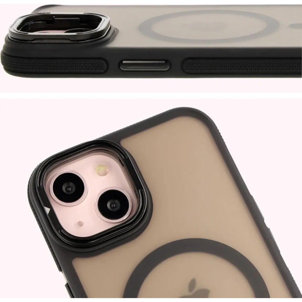 Hurtownia GSM - Etui s podstavcem a magnetickým kroužkem Bizon Case Eclipse pro Apple iPhone 14 / Apple iPhone 13 kouřové s černým rámem - BIZ7176 - {ean13} - Hurt