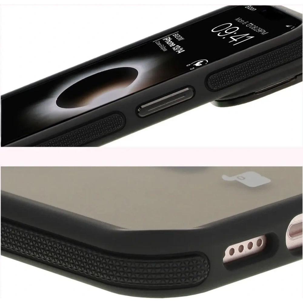 Hurtownia GSM - Etui s podstavcem a magnetickým kroužkem Bizon Case Eclipse pro Apple iPhone 14 / Apple iPhone 13 kouřové s černým rámem - BIZ7176 - {ean13} - Hurt
