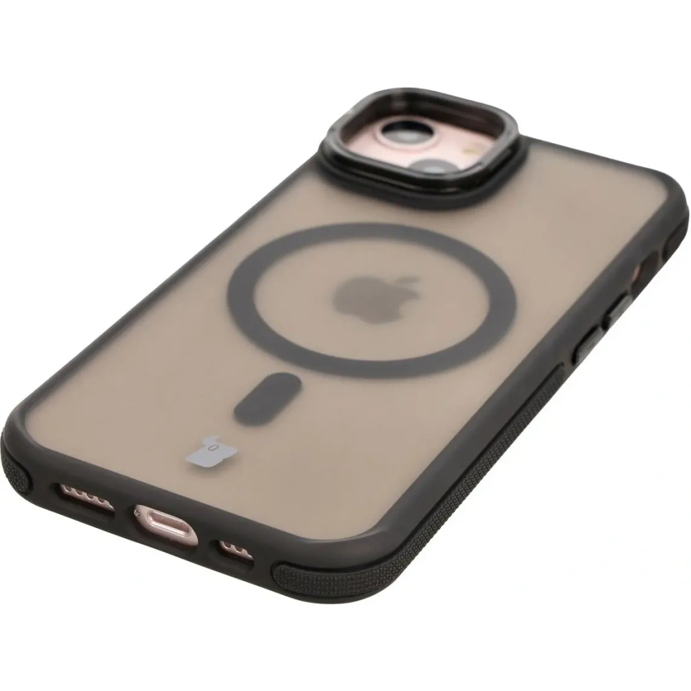 Hurtownia GSM - Etui s podstavcem a magnetickým kroužkem Bizon Case Eclipse pro Apple iPhone 14 / Apple iPhone 13 kouřové s černým rámem - BIZ7176 - {ean13} - Hurt