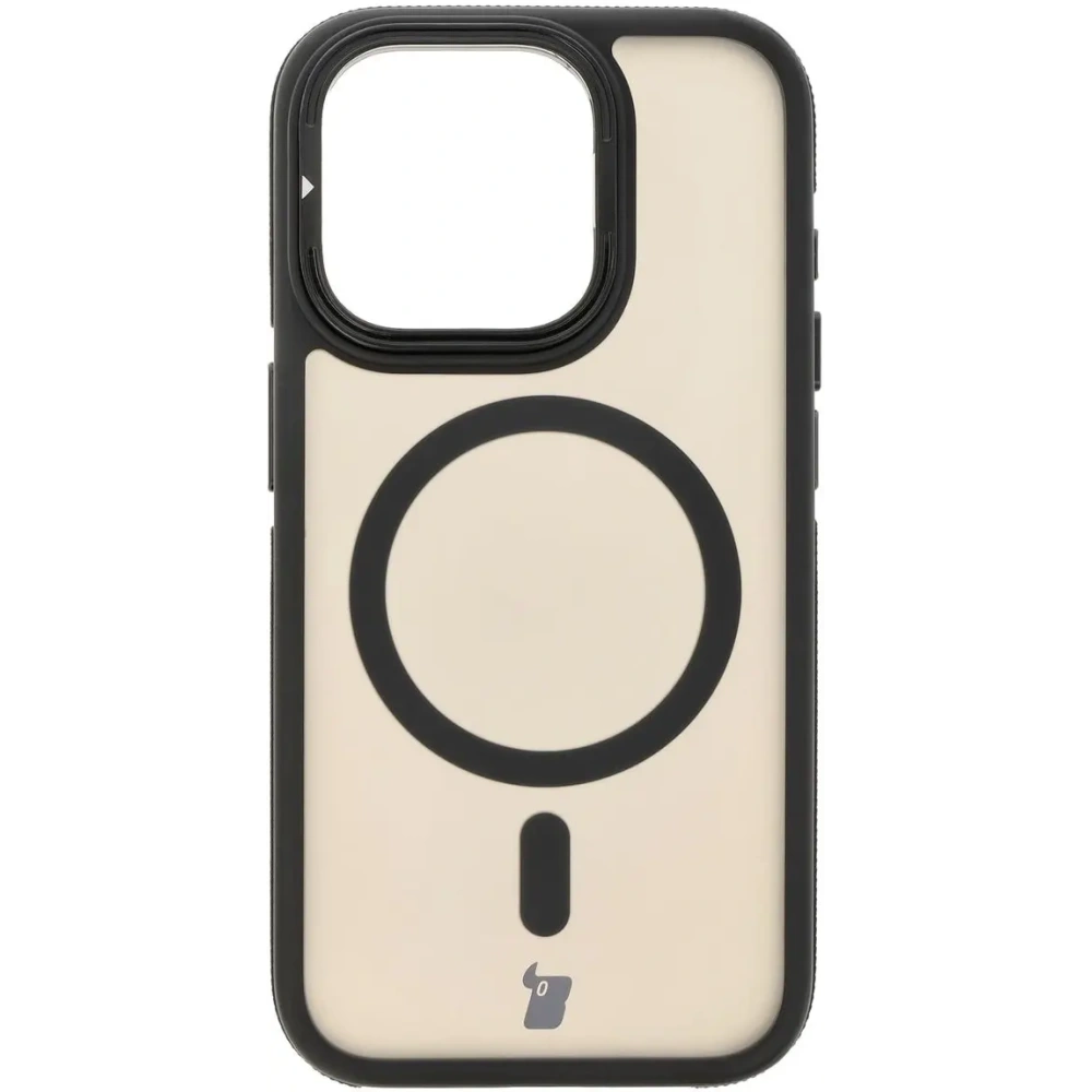 Hurtownia GSM - Etui z podstawką i pierścieniem magnetycznym Bizon Case Eclipse do Apple iPhone 15 Pro przydymione z czarną ramką - BIZ7177 - {ean13} - Hurt