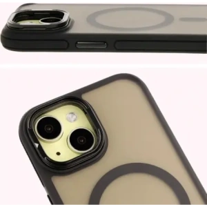 Hurtownia GSM - Etui s podstavcem a magnetickým kroužkem Bizon Case Eclipse pro Apple iPhone 15 kouřové s černým rámečkem - BIZ7178 - {ean13} - Hurt