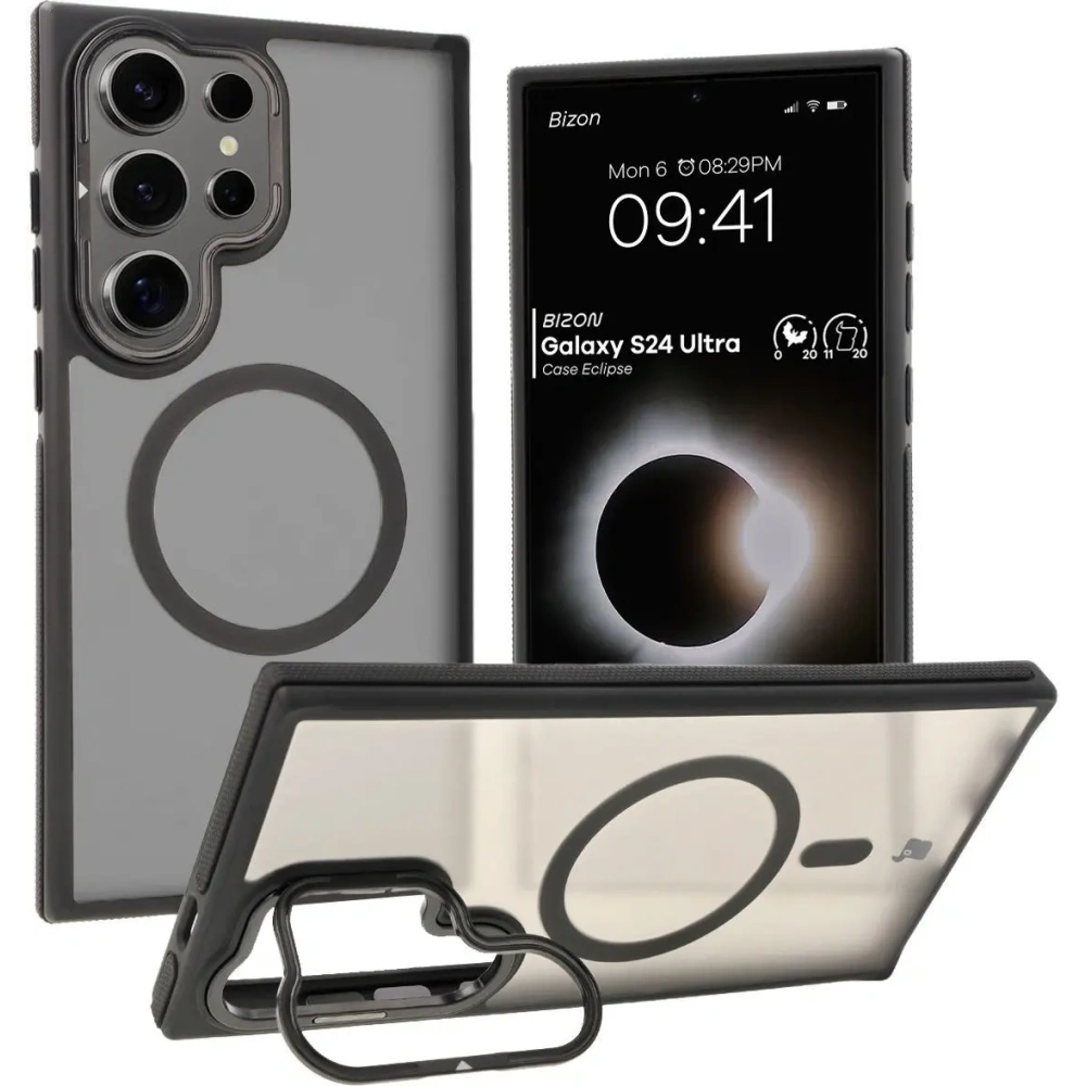 Hurtownia GSM - Culoare fumurie Bizon Case Eclipse Samsung Galaxy S24 Ultra cu un cadru negru - BIZ7182 - {ean13} - Hurt