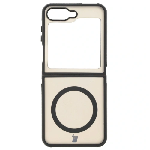Etui z pierścieniem magnetycznym Bizon Case Eclipse do Samsung Galaxy Z Flip6 / 7 FE przydymione z czarną ramką