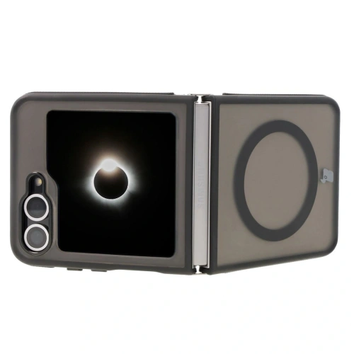 Etui z pierścieniem magnetycznym Bizon Case Eclipse do Samsung Galaxy Z Flip6 / 7 FE przydymione z czarną ramką