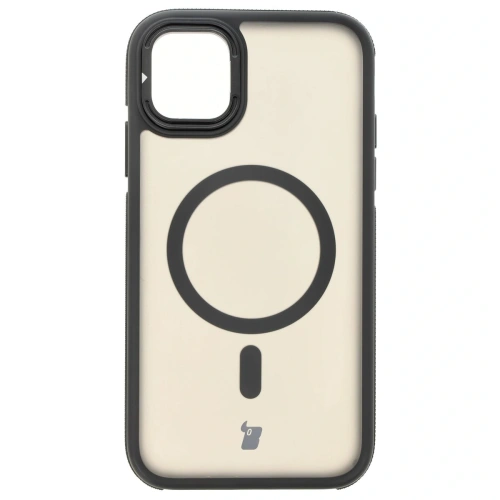 Etui z podstawką i pierścieniem magnetycznym Bizon Case Eclipse do Apple iPhone 11 przydymione z czarną ramką