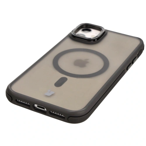 Etui z podstawką i pierścieniem magnetycznym Bizon Case Eclipse do Apple iPhone 11 przydymione z czarną ramką