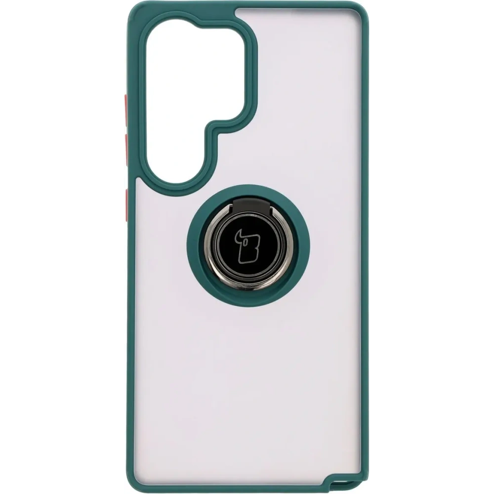 Wholesale Bizon Case Hybrid Ring Samsung Galaxy S25 Ultra smoky with a dark green frame - BIZ7187 - {ean13} - Hurt