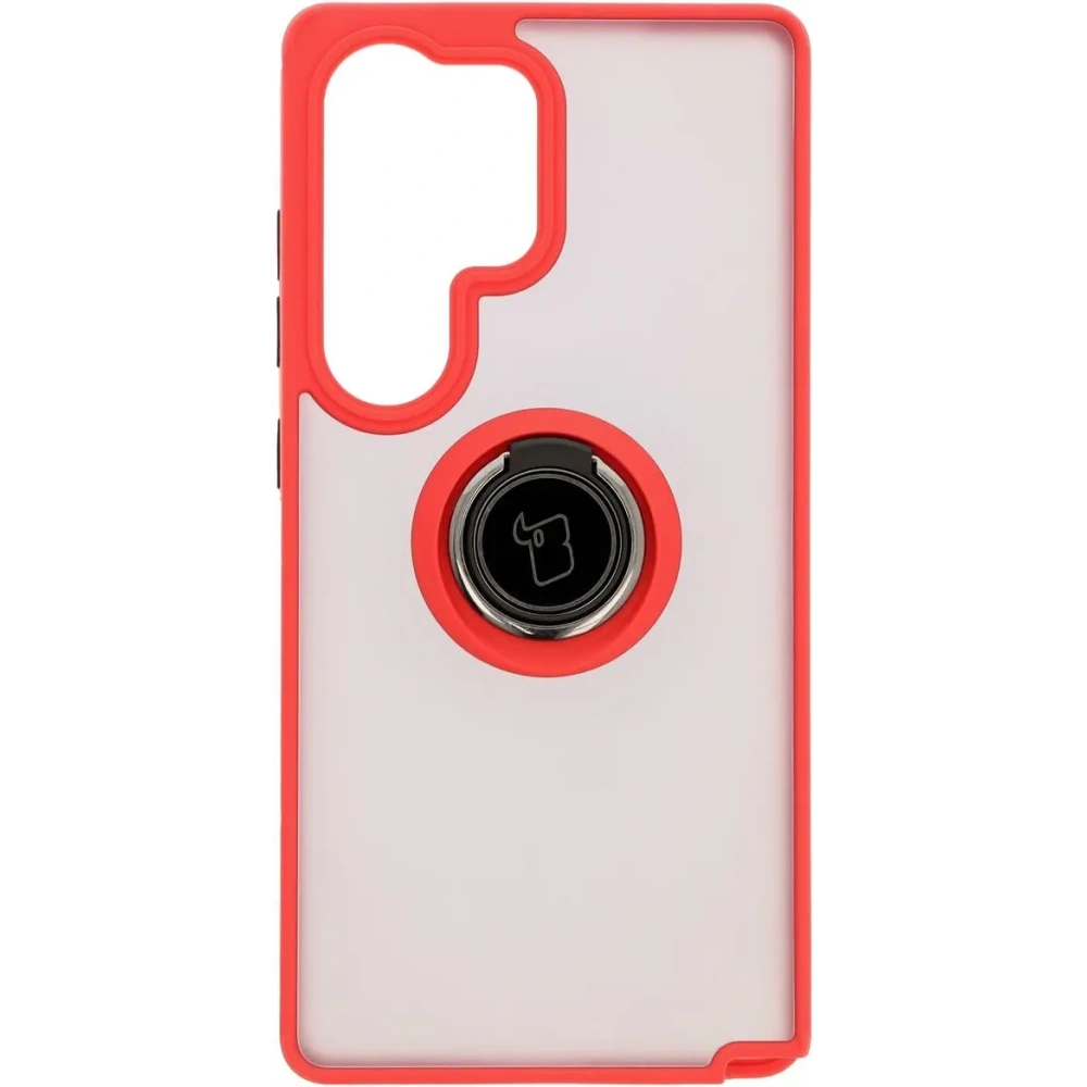 Hurtownia GSM - Etui z uchwytem na palec Bizon Case Hybrid Ring do Samsung Galaxy S25 Ultra przydymione z czerwoną ramką - BIZ7189 - {ean13} - Hurt
