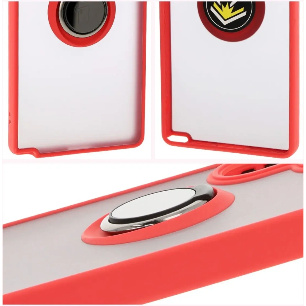 Hurtownia GSM - Etui z uchwytem na palec Bizon Case Hybrid Ring do Samsung Galaxy S25 Ultra przydymione z czerwoną ramką - BIZ7189 - {ean13} - Hurt