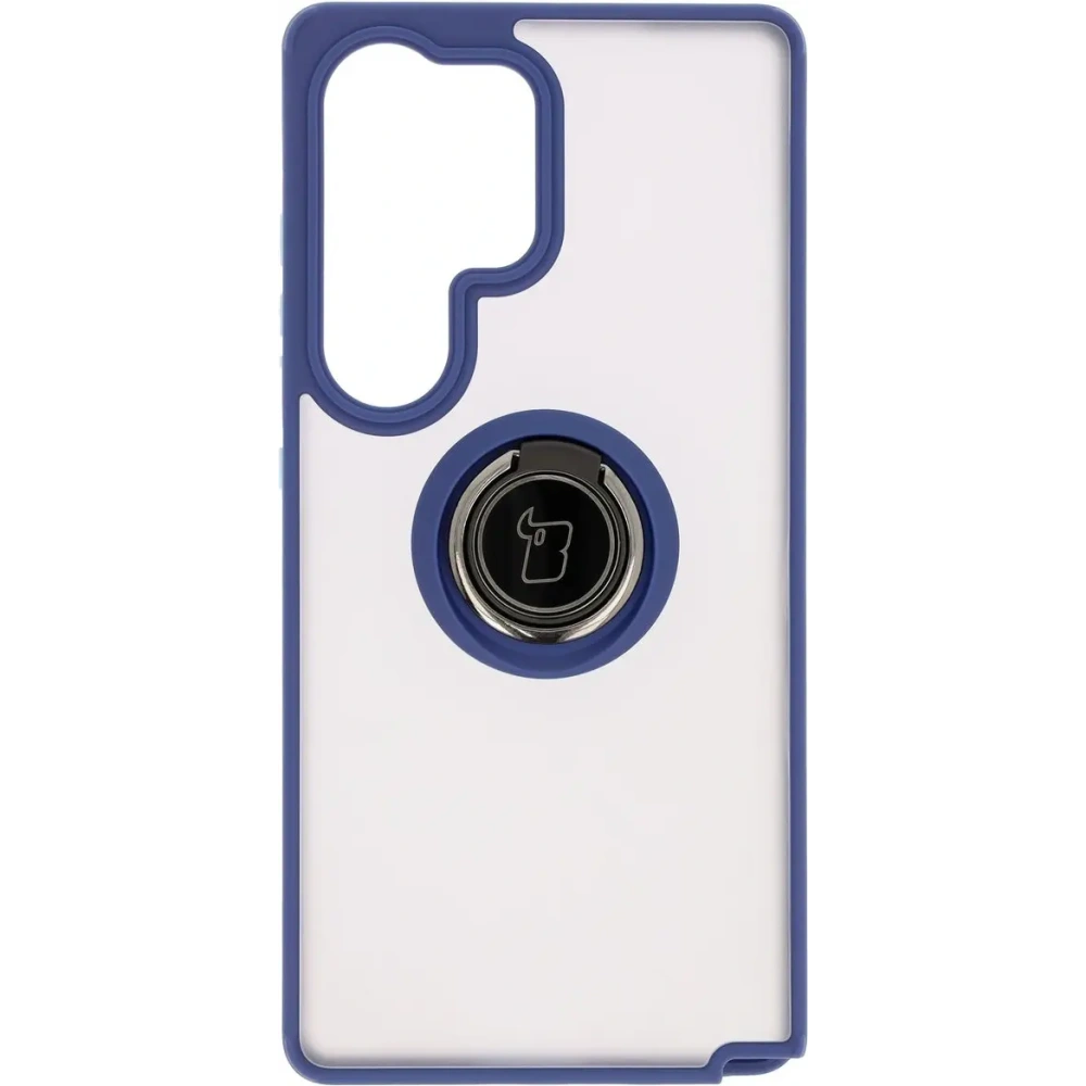 Hurtownia GSM - Etui s úchytem na prst Bizon Case Hybrid Ring pro Samsung Galaxy S25 Ultra kouřové s modrým rámečkem - BIZ7190 - {ean13} - Hurt