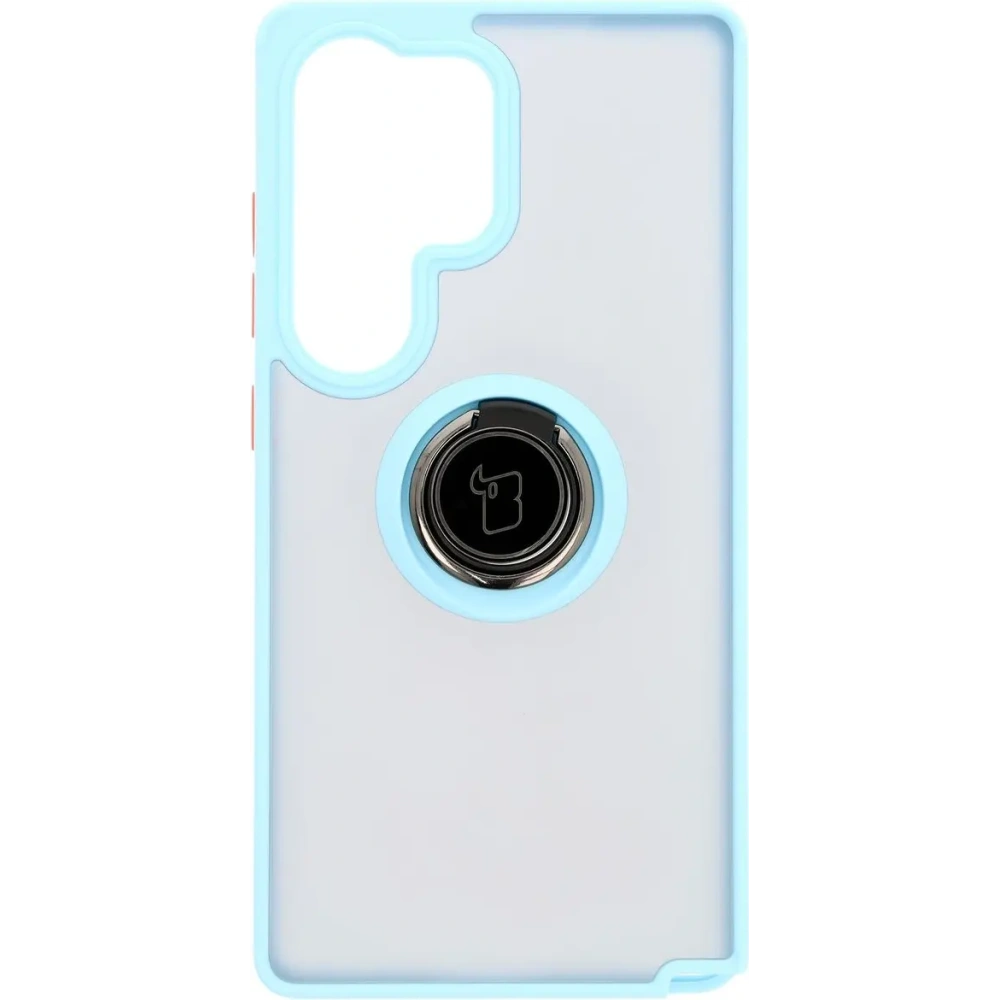 Hurtownia GSM - Etui s úchytem na prst Bizon Case Hybrid Ring pro Samsung Galaxy S25 Ultra kouřové s jasně modrým rámečkem - BIZ7191 - {ean13} - Hurt