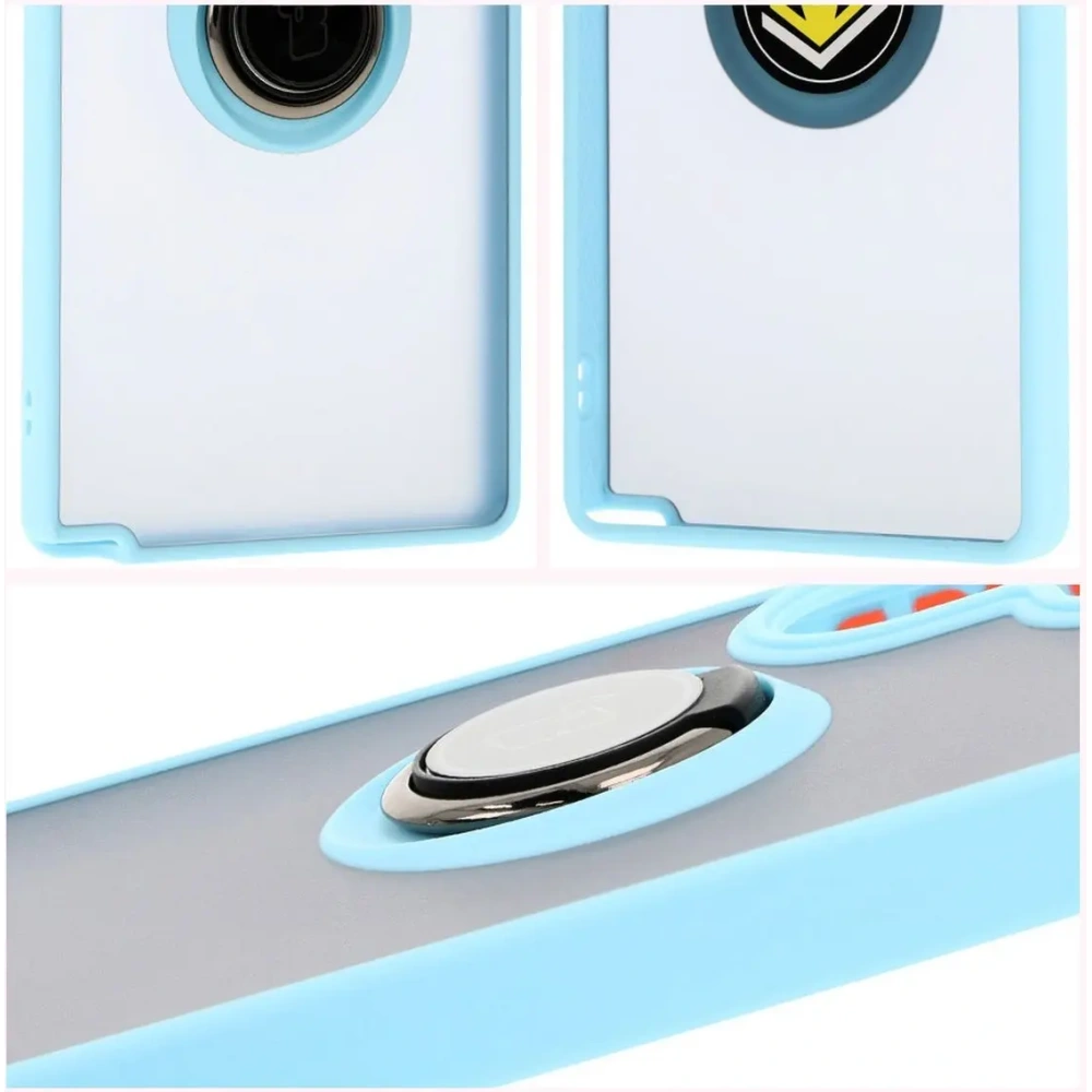 Hurtownia GSM - Etui s úchytem na prst Bizon Case Hybrid Ring pro Samsung Galaxy S25 Ultra kouřové s jasně modrým rámečkem - BIZ7191 - {ean13} - Hurt