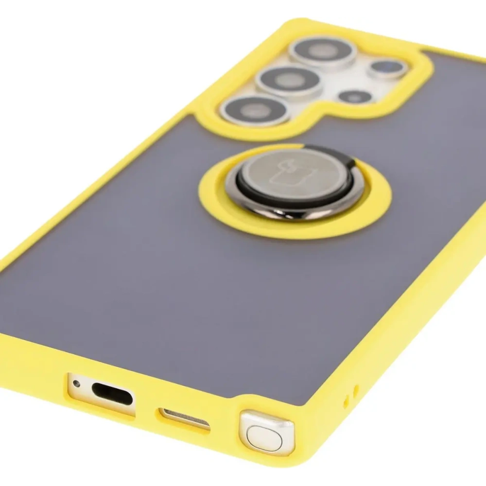 Wholesale Bizon Case Hybrid Ring Samsung Galaxy S25 Ultra smoky with a yellow frame - BIZ7192 - {ean13} - Hurt