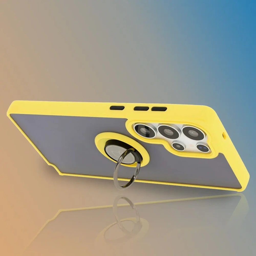 Wholesale Bizon Case Hybrid Ring Samsung Galaxy S25 Ultra smoky with a yellow frame - BIZ7192 - {ean13} - Hurt