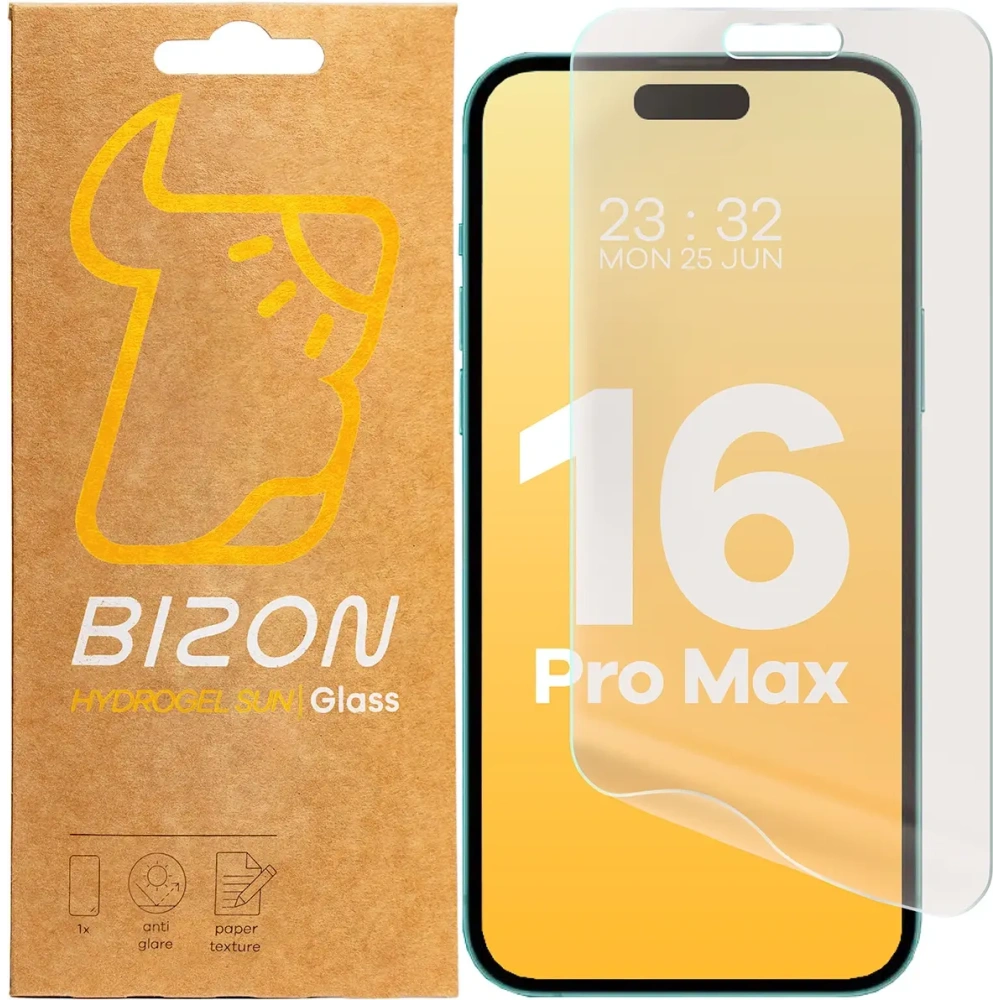 Wholesale Bizon Glass Hydrogel Sun Apple iPhone 16 Pro Max [2 PACK] - BIZ7250 - {ean13} - Hurt
