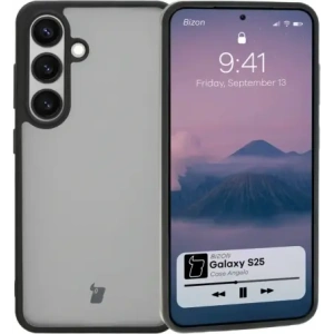 Etui Bizon Case Angelo do Samsung Galaxy S25  przydymione z czarną ramką