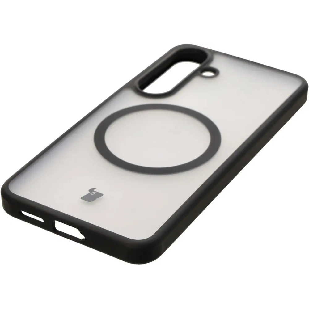 Hurtownia GSM - Etui z pierścieniem magnetycznym Bizon Case MatteO do Samsung Galaxy S25 półprzezroczyste z czarną ramką - BIZ7256 - {ean13} - Hurt