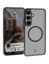 Etui z pierścieniem magnetickým Bizon Case MatteO do Samsung Galaxy S25 Plus poloprůhledné s černým rámečkem