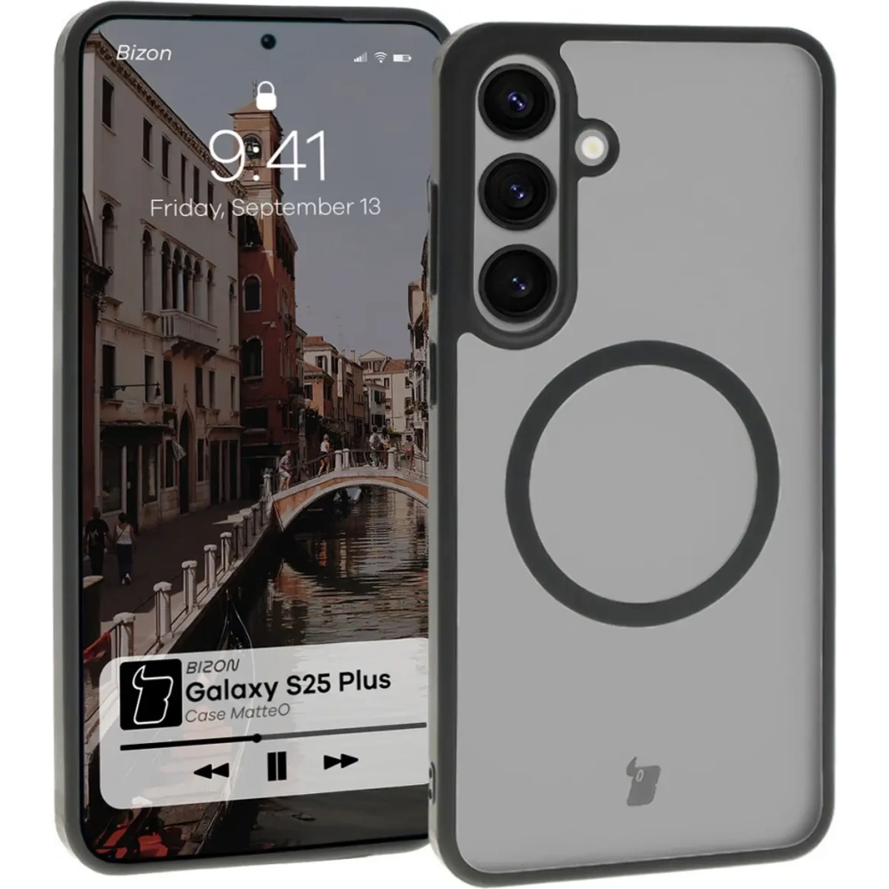 Wholesale Bizon Case MatteO Samsung Galaxy S25 Plus transparent with black frame - BIZ7257 - {ean13} - Hurt