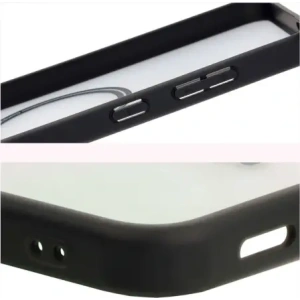 Etui z pierścieniem magnetycznym Bizon Case MatteO do Samsung Galaxy S25 Plus półprzezroczyste z czarną ramką