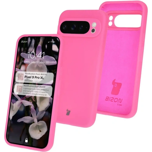 Silikonowe etui Bizon Soft Case do Google Pixel 9 Pro XL neonowo-różowe