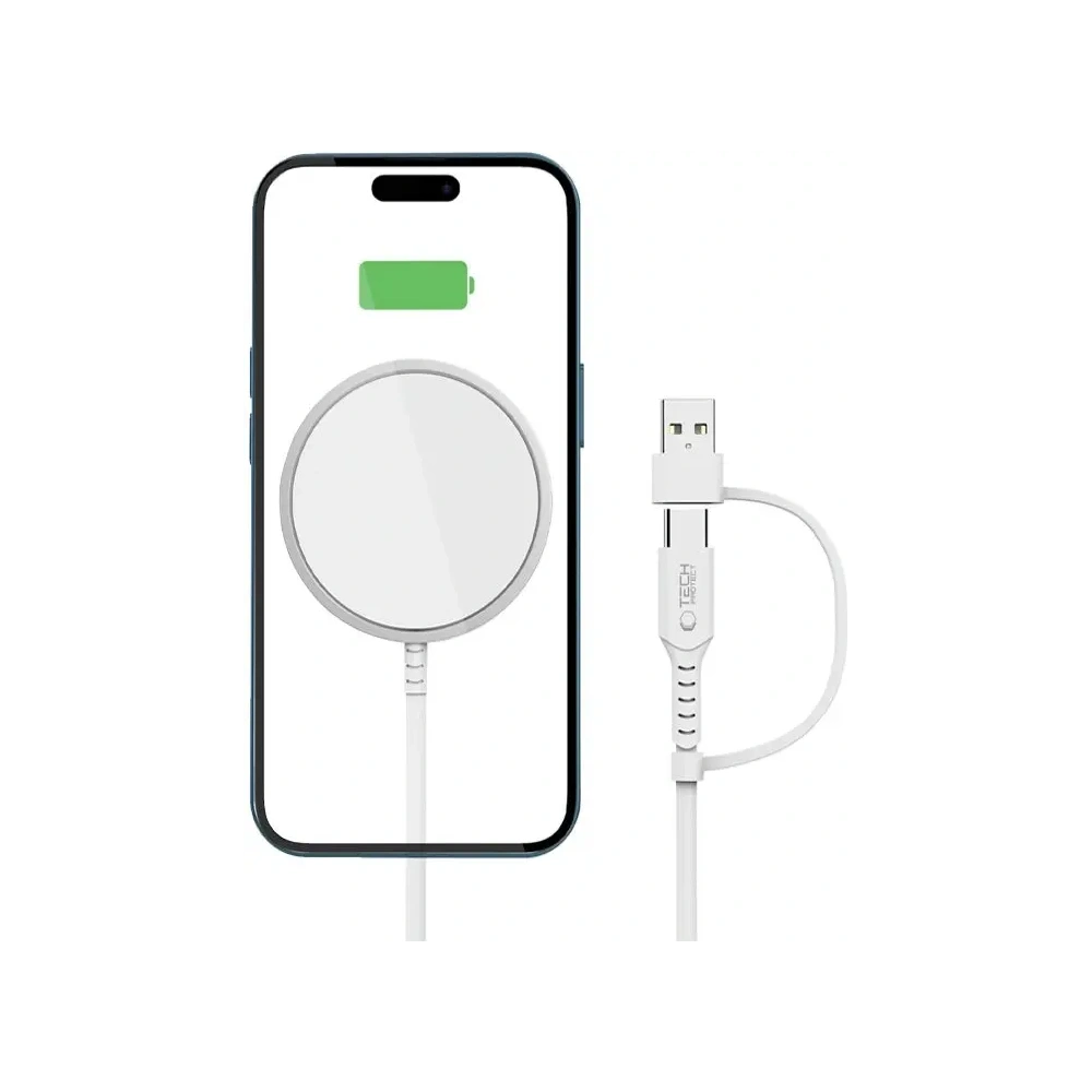 Hurtownia GSM - Tech-Protect QI15W-A44 Magnetic MagSafe Vezeték nélküli Töltő Fehér - THP3658 - {ean13} - Hurt