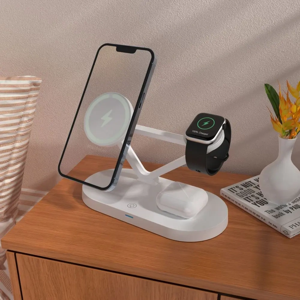 Wholesale Tech-Protect QI15W-A41 3in1 Magnetic MagSafe Wireless Charger White - THP3663 - {ean13} - Hurt