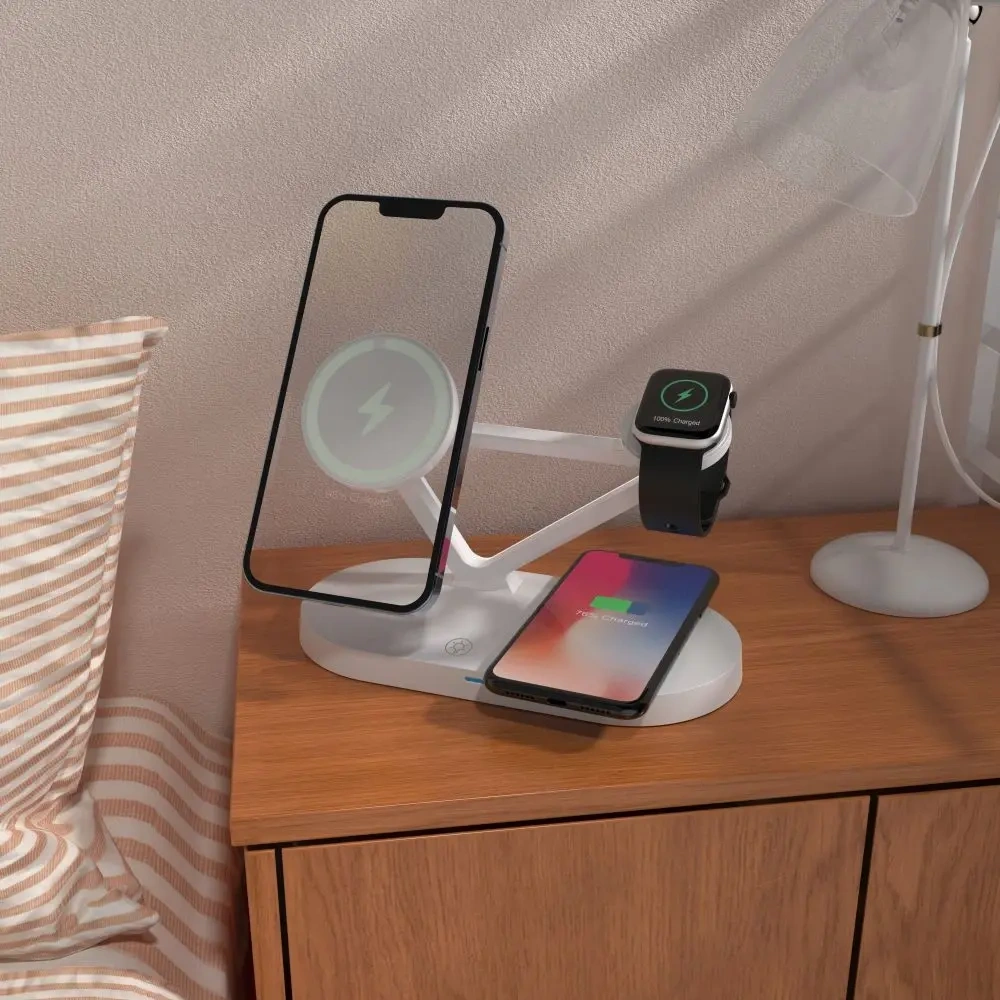 Wholesale Tech-Protect QI15W-A41 3in1 Magnetic MagSafe Wireless Charger White - THP3663 - {ean13} - Hurt