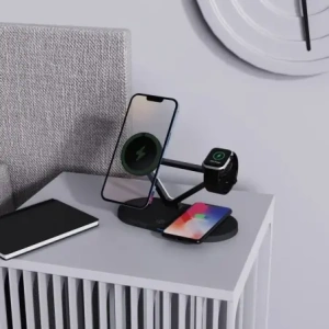 Hurtownia GSM - Tech-Protect QI15W-A41 3in1 Magnetic MagSafe vezeték nélküli töltő fekete - THP3664 - {ean13} - Hurt