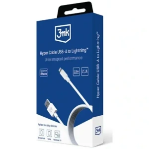 Hurtownia GSM - Kabel 3MK Hyper Cable USB-A / Lightning 1.2m 5V/2.1A 12W biały/white - 3MK15853 - {ean13} - Hurt