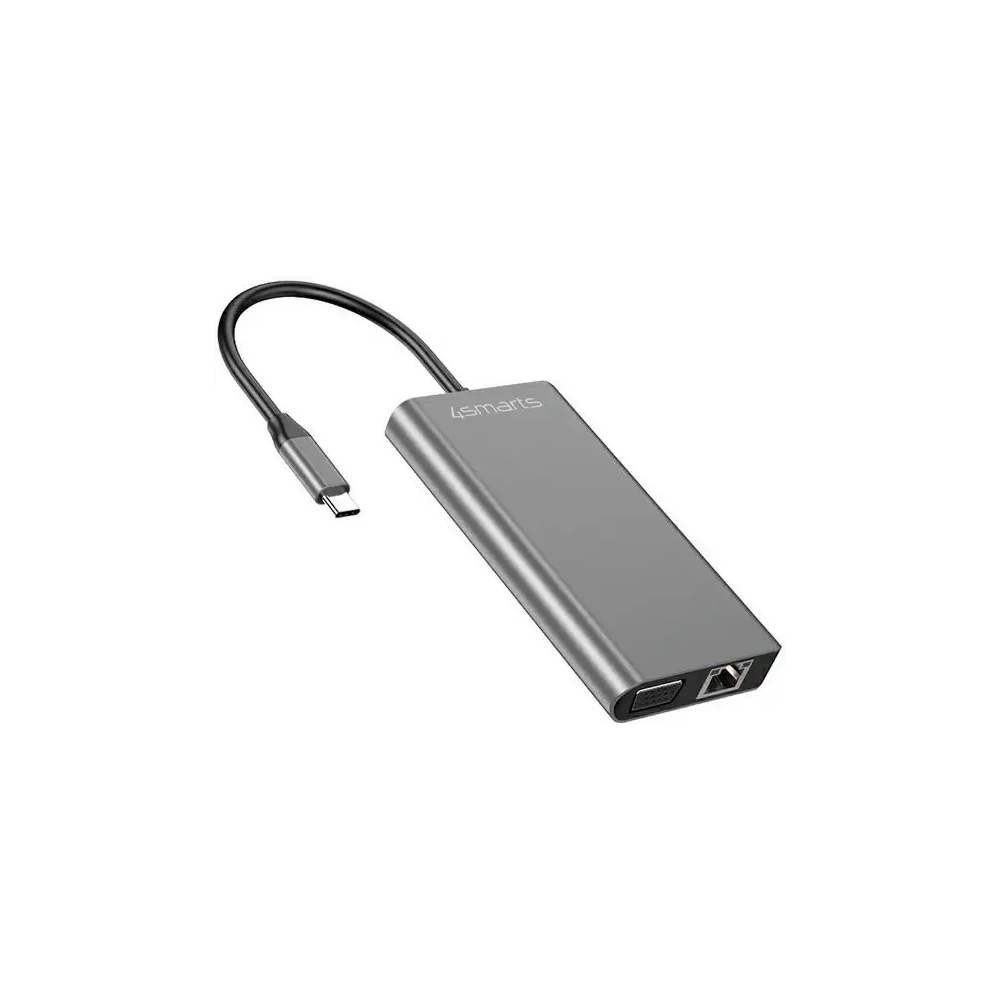 Hurtownia GSM - 4smarts HUB 8in1 DeX mód USB-C / 2xUSB-A 3.0, USB-C, HDMI 1.4, SD/TF, VGA, Ethernet RJ-45, 3.5mm szürke - 4SMR60 - {ean13} - Hurt