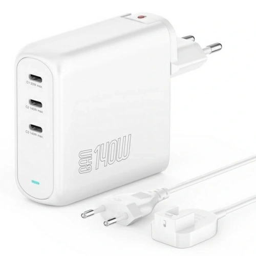 Ładowarka sieciowa 4smarts GaN Flex Pro 140W 3xUSB-C biały