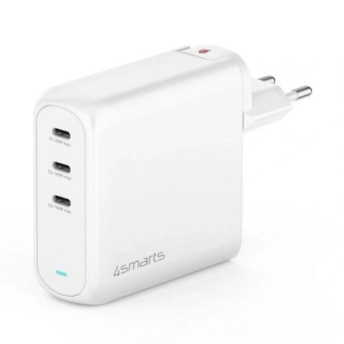 Ładowarka sieciowa 4smarts GaN Flex Pro 140W 3xUSB-C biały